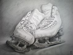 a pencil drawing of a pair of shoes