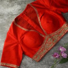 Red Sequin Blouse, Red Blouse Design, Embroidery Indian, Cutwork Blouse Designs