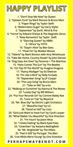 the happy playlist is shown in yellow