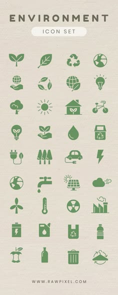 the environmental icon set is shown in green