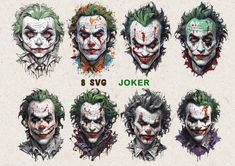 the joker's face is painted in different colors