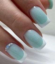 White And Baby Blue Nails, Manicure Nail Designs, Fancy Nails Designs, Her Nails, Pretty Nail Art Designs, Short Acrylic Nails Designs, Dipped Nails, Fancy Nails, Chic Nails