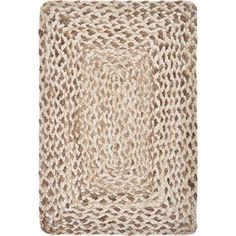 an area rug made out of jute and woven fabric with a square design in the center