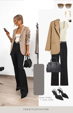 Elegant Women Outfit Casual, Casual Blazer Work Outfits, Blazer Inspired Outfits, Work Outfits Women With Blazer, Women’s Blazer Outfit Work, Coat Over Blazer Outfit, Business Blazer Outfits, Neutral Business Casual Outfits Winter, Work To Evening Outfit