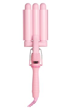 What it is: Create mini waves in seconds with this mini waving tool in a pure pink hue.What it does: This must-have hair tool creates beachy, 90s, boho or glam waves in seconds. It's the game-changer for hair any length or texture. This medium sized waver is the little sister of the 1.25" waver, it creates a smaller more defined wave for that on-trend ripple effect. How to use: Hair should be clean, dry and free of tangles before using. Rest the iron on its stand on a smooth, heat-resistant flat surface, and plug it in. Press and hold the ON/OFF button until the unit turns on and the ON indicator lights up. Adjust the temperature using the left and right buttons to reach your desired heat. For healthier styling we suggest using 180°C/360°F heat setting unless you have very course/thick hai Pink Curling Iron, Wishlist Ideas I Want, Wavy Hair Tools, Waving Iron, Hair Waver Iron, Waver Iron, Waves Iron, Hair Tool Set, Glam Waves