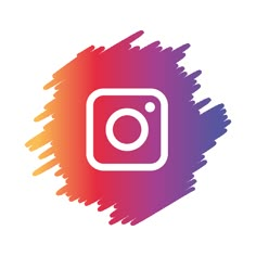 an instagram icon with the colors of rainbow and purple, on a white background