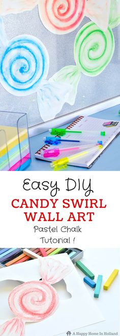 an easy diy candy swirl wall art project for kids