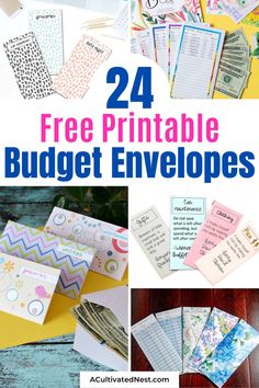 free printable budget envelopes with the text, 24 free printable budget envelopes