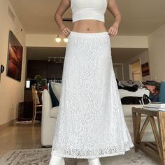 White double lined lace maxi skirt with a stretchy waistband #maxiskirt Lace Maxi Skirt, Maxi Lace Skirt, Lace Maxi, Women's Skirt, Womens Bottoms, Maxi Skirt, Womens Skirt, Women Accessories, Skirt