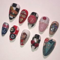 50’s diner themed 🍔 Press On Nails, Diner, 50 %, Nails