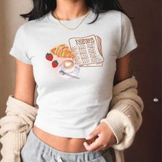 Breakfast Baby Tee Strawberry Coquette T Shirt Clean Girl Aesthetic Paris Shirt Lighter Coquette Teenage Girl Gift 90s Trendy Fruit Baby T Coquette T Shirt, Strawberry Coquette, Fruit Baby, Aesthetic Paris, Coquette Outfit, Paris Shirt, Clean Girl Aesthetic, Clean Girl