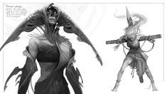 ArtStation - Sketches and Exploration on Dark Themes, Mathias Osland Darkwood Concept Art, Undead Creature Concept Art, Abyss Concept Art, Bone Creature Concept Art, Steampunk Character Design, Skeleton Monster Concept Art, Steampunk Character, Vampire Counts, Cyberpunk Girl