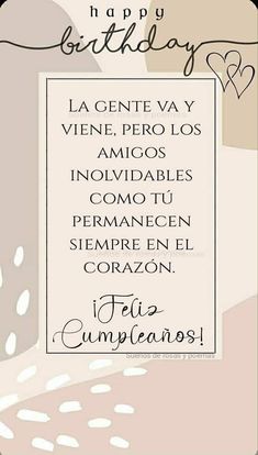 a birthday card with the words happy birthday written in spanish