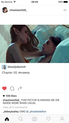 two people laying in bed with the caption that reads, i love you so much