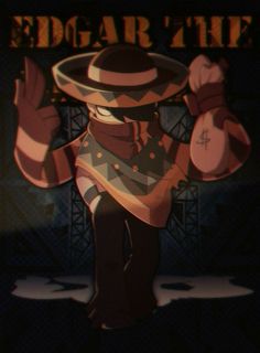 an animated image of a man wearing a hat and holding his hands up in the air