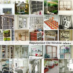 many old windows have been repurposed into pictures