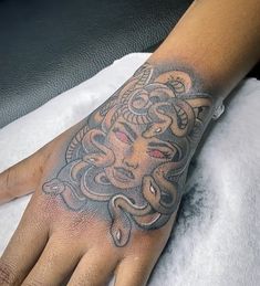 a person's hand with a tattoo on it and an octopus in the middle