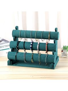 3 Tier Jewelry Organizer Display Stand, T-Bar Velvet Bracelet Necklace Tower Holder Stand Storage Rack Green[A better way to showcase your jewelry]: Upgraded covered in an elegant dark green velvet, this color can make the overall look more vintage and noble, and can better complement your shiny jewelry. Say goodbye to the messy dresser, and adds a stylish accent to your vanity.[See all your jewelry at a glance]: This triple staggered design allows you to easily see all of your jewelry without a Necklace Holder Stand, Velvet Bracelet, Jewelry Organizer Stand, Bracelet Holder, Bracelet Stand, Bracelet Holders, Shiny Jewelry, Necklace Storage, Necklace Stand