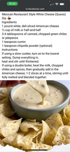 the recipe for mexican style white cheese quesadilla is shown on an iphone