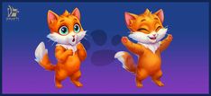 an orange cat with blue eyes and white paws is standing in front of a purple background