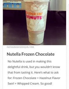 an instagramted photo of a frozen drink with the caption nutella frozen chocolate, no nutella is used in making this deli