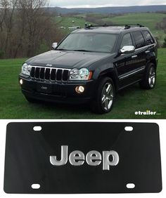 jeep license plate with the word jeep on it and an image of a black jeep