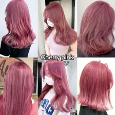 Pink Hair Dye Ideas, Hair Colour Pink, Cherry Pink Hair, Cool Hair Dye Ideas, Pink Hair Color, Hairstyles And Colors, Pink Hair Dye, Korean Hair Color, Cute Hair Colors