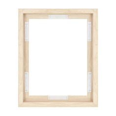 an empty wooden frame on a white background