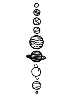 the solar system with eight planets in black and white