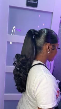 Barbie Ponytail Prom, Black Barbie Ponytail Hairstyles, Two Barbie Ponytails With Swoop, Side Part Quick Weave Ponytail, Barbie Ponytail Flipped Ends, Barbie Frontal Ponytail, Barbie Flip Ponytail, Slick Barbie Ponytail