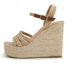 Description:Step right up. These espadrilles are all about the laid-back attitude. Braided jute brings a summery touch to these shoes. which features a substantial platform and a sloping wedge with jute wrapped sole. The open toe style boasts a caged-inspired vamp that's crafted with rows of woven jute and an ankle strap with faux leather detail that's attached to an adjustable clasp for a firm fit. Lifted on a lug outsole with grippy treads. they also include an imitated leather footbed for a lightly padded support. They look great with all of your summer dresses and have the magical power to get you an instant tropical vacation vibe if you make them a part of your sun-chasing uniform.Heel height: 11.5 cm EU US CM 35 4 22.1 36 5 22.8 37 6 23.5 38 7 24.2 39 8 24.8 40 9 25.5 41 10 26.2 42 1 Lace Top Dress, Printed Casual Dresses, Magical Power, Wedge Espadrilles, Ankle Strap Wedges, Strap Wedge, Leather Detail, Long Drop Earrings, New Chic