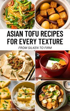 a collage of tofu dishes Firm Tofu Recipes, Asian Tofu Recipes, Asian Tofu, Healthy Asian, Recipes To Make At Home, Firm Tofu, Tofu Dishes, Filling Dinner, Asian Soup