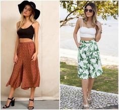 A pantacourt é aposta certeira para o verão 2016. Confira. Waist Skirt, All Fashion, High Waisted Skirt, Crop Top, High Waisted, Crop Tops