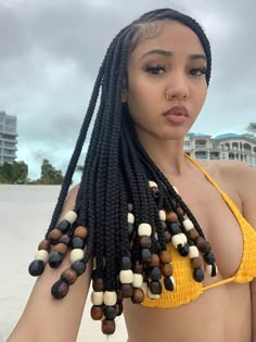 Braids With Big Beads, Summer Braids Black Women, Pretty Braided Hairstyles Black Women, Quick Braided Hairstyles For Black Women, Summer Braids For Black Women, Cute Box Braids, Big Box Braids Hairstyles, Cute Braided Hairstyles, Cute Box Braids Hairstyles