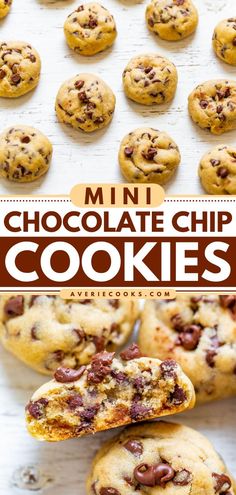 Mini Chocolate Chip Cookies,christmas cookies, holiday baking list, easy desserts, sweet treats Chocolate Chip Cookies Soft, Choc Chip Cookie Recipe, Soft Chocolate Chip Cookies Recipe, Baking List, Averie Cooks, Cookies Soft