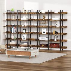 a living room filled with furniture and bookshelves