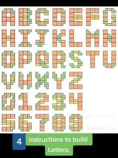 the instructions to build letters in pixel style