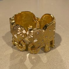 Never Worn. Perfect Condition. Embellished Elephants. White Bling Bracelets For Formal Occasions, Formal White Bling Bracelets, White Party Bracelets With Rhinestones, White Rhinestone Bracelets For Party, Elephant Hair Bangle Gold, Elephant Tail Bracelet Gold, Yellow Gold Filigree Bracelets, Gold Plated, Gold Elephant Bracelet, Gold Elephant Pendant