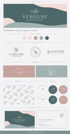 the logo and business card design for verdure, a luxury spa resort in france