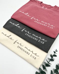 Embroidered Made for More Comfort Colors T-shirt | Christian Apparel | Faith-Based Gift | Gift for Friend | Jesus Shirt | Love and Grace Tee The item in the first picture features Cream thread color on a Pepper Comfort Colors T-shirt. The item in the first picture features Cream thread color on a Crimson Comfort Colors T-shirt. The item in the first picture features Doe Skin Beige thread color on an Ivory Comfort Colors T-shirt. 🎈WELCOME TO LoveStitchesCo If you are looking for soft, comfy, fir Church Merch, Graphic Ideas, Simple T Shirt, Jesus Shirt, Love Stitch, Christian Apparel, Simple Tshirt, Jesus Shirts, Gift For Friend