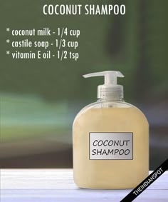 Natural Shampoo Recipes, Homemade Shampoo Recipes, Homemade Natural Shampoo, Coconut Oil Shampoo, Coconut Milk Shampoo, Coconut Shampoo, Shampoo Recipe, Homemade Shampoo, Diy Shampoo