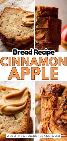 bread recipe cinnamon apple slices with apples in the background and text overlay that reads bread recipe cinnamon apple slices