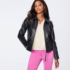 Layer on the soft side of edgy in this slim-fit moto jacket! Shop the Boston Common Leather Jacket. #layerup ⁠ .⁠ .⁠ .⁠ .⁠ #bernardo #bernardocoats #leather #leatherjacket #vegan #veganleather #ecoleather #layering #springjacket #motojacket #blazer #jackets #coats #fashion #style #stylish ⁠ Fall Soft Leather Long Sleeve Jacket, Soft Leather Long Sleeve Jacket For Fall, Fall Long Sleeve Soft Leather Jacket, Winter Workwear Leather Jacket In Soft Leather, Winter Workwear Leather Jacket With Soft Leather, Soft Leather Jacket For Workwear In Winter, Edgy Faux Leather Winter Jacket, Edgy Faux Leather Jacket For Winter, Trendy Leather Biker Jacket With Zipper