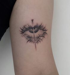 a woman's thigh with an eye tattoo on it