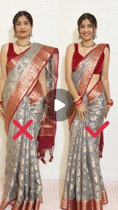 Rekha Mishra | Content Creator on Instagram: "Setting of upper pleates is really a task .. so here o come with the easiest way to pleate your stiff sarees.  . Btw this beautiful saree is from @k_the_ethnic_boutique .  The quality of the saree is too good . They have an amazing range of sarees .  Do visit their page for more such collections. . . #sareedrapingstyle #sareedraping #sareestyle #sareehack #drapewithrekha" Wrap Saree, Sari Look For Wedding, Dress For Shadi Function, How To Draw A Saree, Saree Draping For Plus Size Women, Saree Knots, How To Wear Saree In Different Style, Seedha Pallu Saree Style