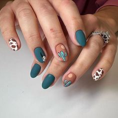 Cute Fall Nails, Western Nails, Fall Nail Ideas, Boho Nails, Country Nails, Cow Nails