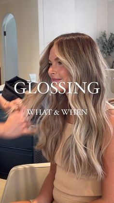 FRAIS STUDIOS on Instagram: "GLOSSING…. What & when? The golden question here at Frais Studios 🥰 A gloss is a demi permanent high end ph balancing acidic colour that doesn’t budge the natural. This powerful punch delivers a high end performing tone that is pure moisture, & shine. It’s a treatment while also a colour 🙌🏼🫶🏻🙌🏼🫶🏻 in other words a very FANCY toner / colour We suggest having a gloss every 4 weeks to keep your colour healthy, sexy & on point always when we see you walking down Natural Blonde Hair With Balayage, Blonde Hair Glossing Before And After, Honey Gloss Hair, Low Maintenance Icy Blonde Hair, Modern Highlights Hair, Gloss Toner Before And After, Gloss On Hair Before And After, Natural Hair Color With Highlights, Dark Beige Blonde Hair Balayage