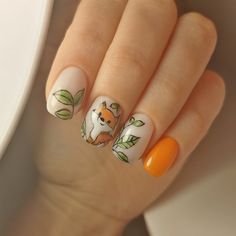 Hedgehog Nails Design, Hedgehog Nail Art, Fox Nails Designs, Hedgehog Nails, Fox Nail Art, Fox Nails, Nails Only, Nail Fashion, Fox Design