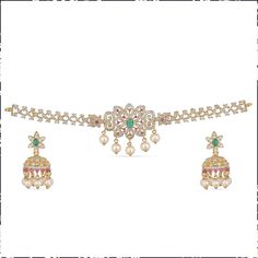 Nakshatra CZ Necklace Set with Pearls for Women and Girl Saree Jewellery, Traditional Indian Jewellery, Indian Necklace, Bangles Indian, Cz Necklace, Short Necklace