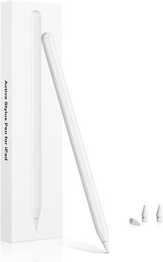 an apple pencil is in the box and next to it's contents are white